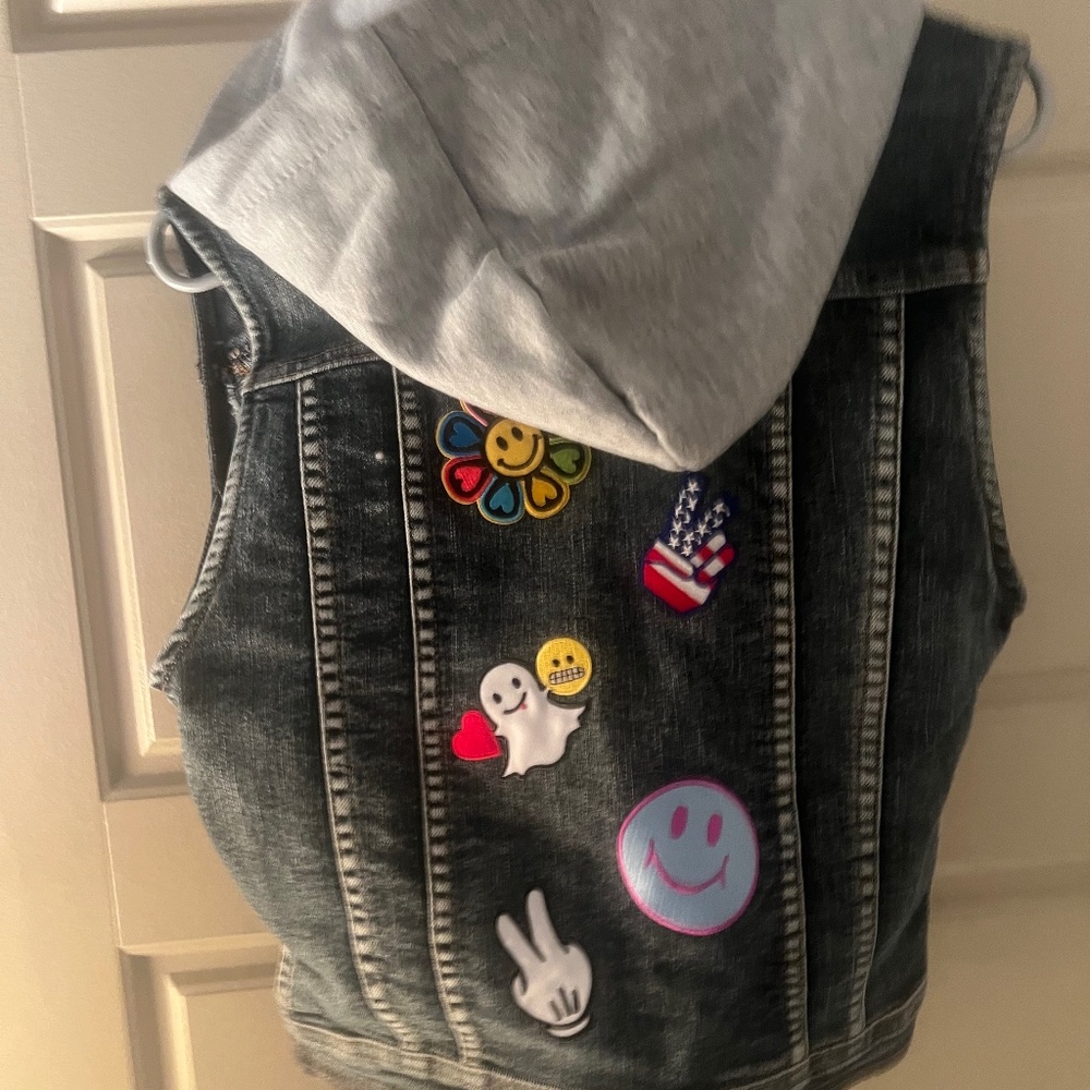 Kids blue jean hooded vest